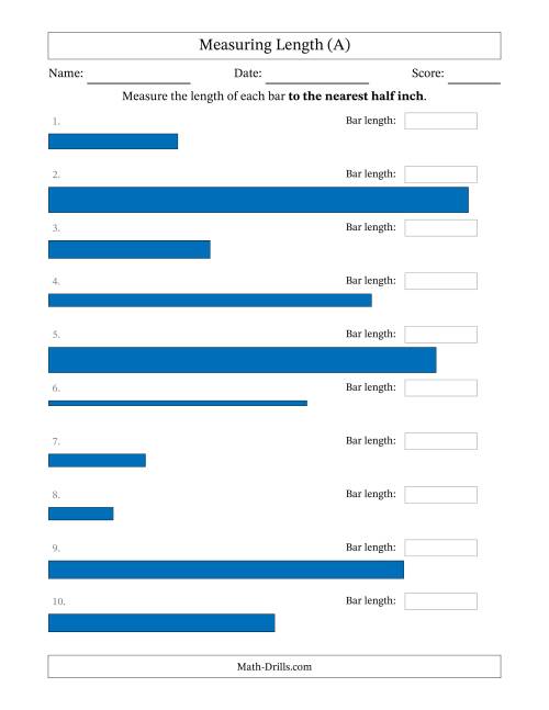Measuring Length of Bars to the Nearest Half Inch (A)