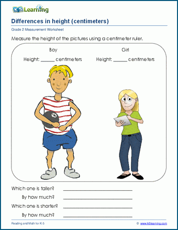 Differences in length (metric) worksheets | Worsheets library