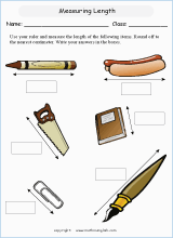 Grade 2 Measuring length and height math school worksheets for ...