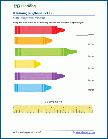 Grade 1 measurement worksheets: Measuring lengths with a ruler ...
