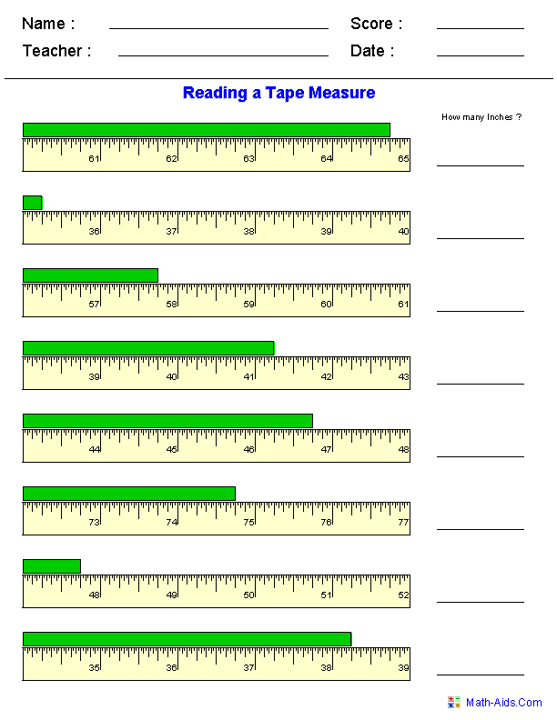 measuring worksheet for 3rd grade