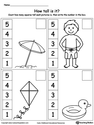 measuring worksheet for kindergarten