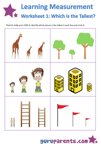 measuring worksheet for pre schoolers