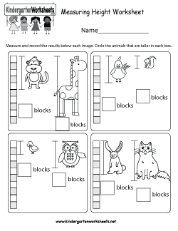 measuring worksheet for pre schoolers