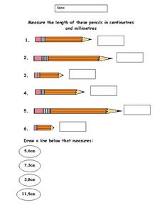 Measuring Length in Centimeters and Millimeters Worksheet for 2nd ...
