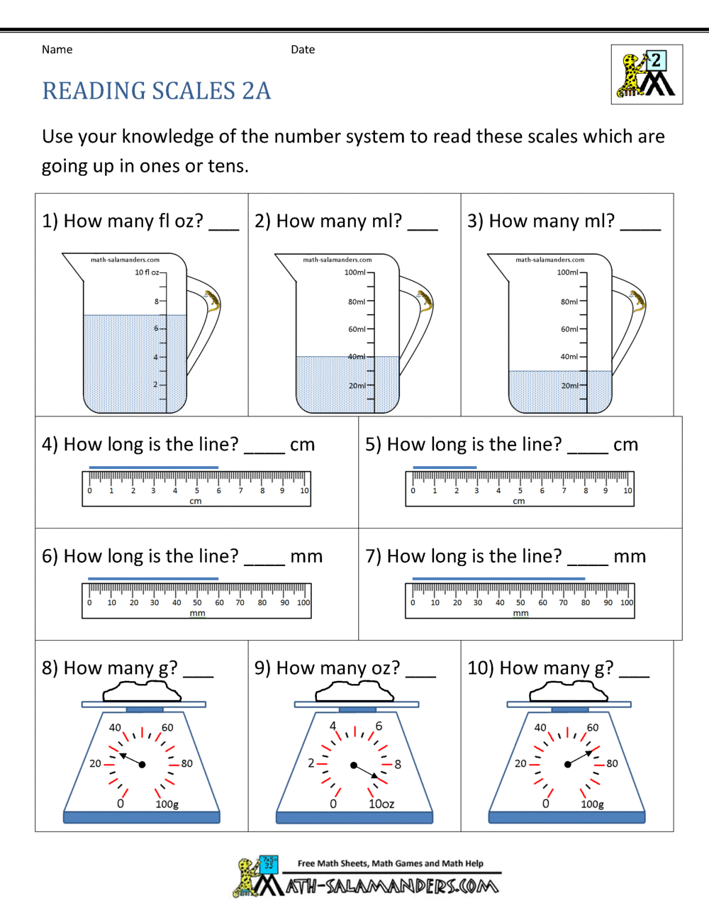 measuring worksheet grade 2