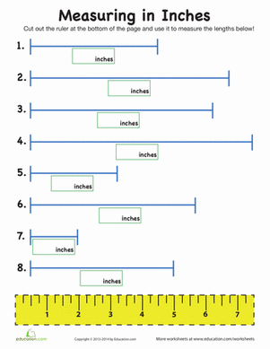 measuring worksheet inches