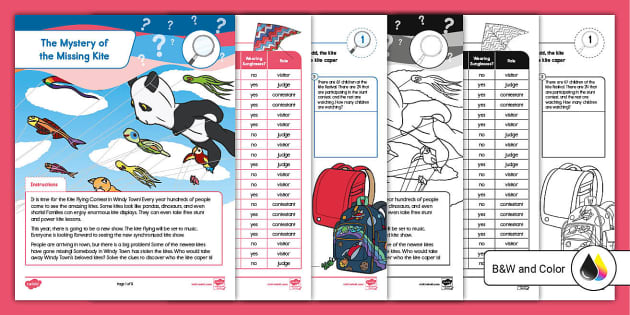 Second Grade The Mystery of the Missing Kite Math Project