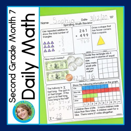 Math Spiral Review | 2nd Grade Daily Worksheets Morning Work ...
