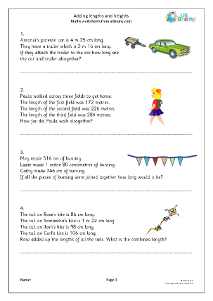 measuring worksheet kite unit