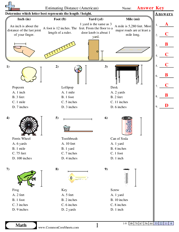 measurment worksheet