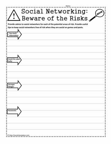 Social Media Worksheets | Classroom Timesavers by Worksheet Place