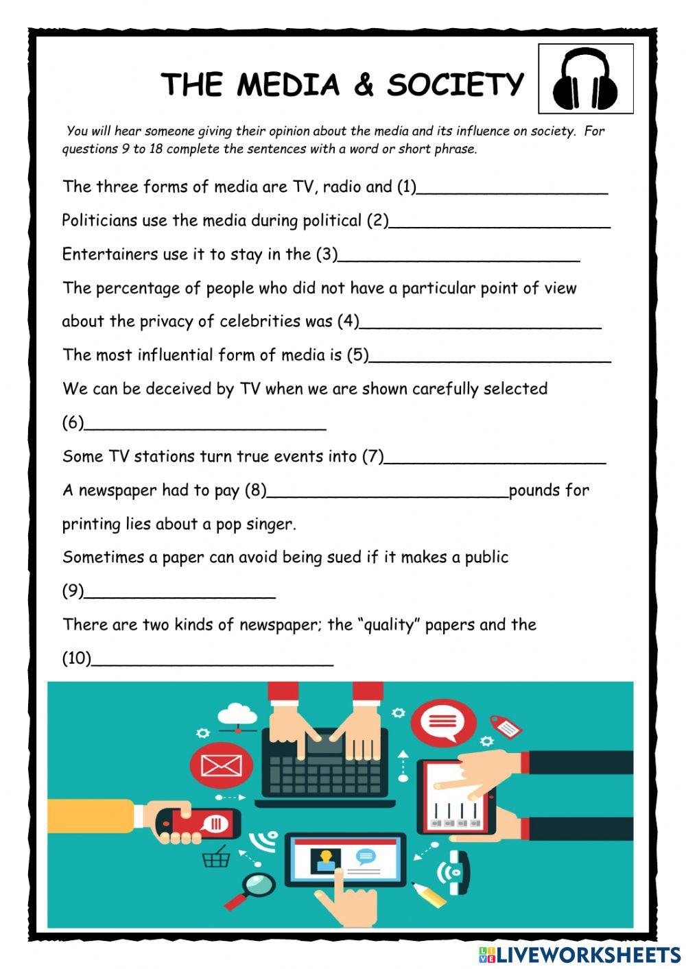 Unit7 the mass media worksheet Live Worksheets Worksheets Library
