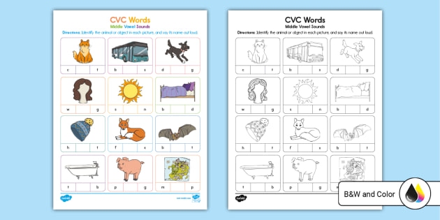 medial vowel worksheet for kindergarten