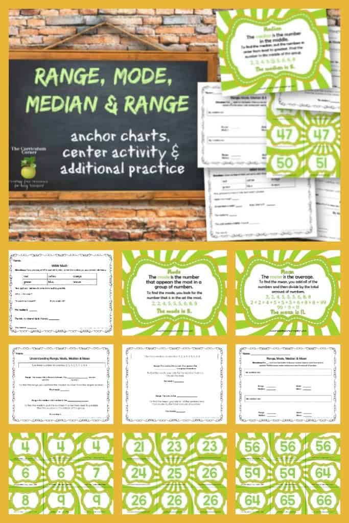 Range, Median, Mode &  Mean - The Curriculum Corner 4-5-6
