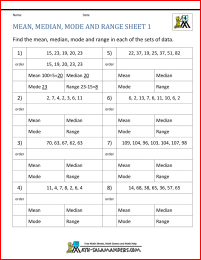 median worksheet 4th grade