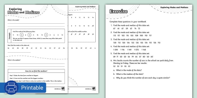 Exploring Modes and Medians Activity Sheet (teacher made)