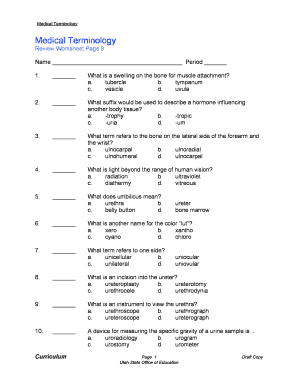 Medical Terminology Worksheets PDF: Complete with ease | airSlate ...