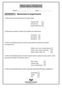 Alternative Medicine Worksheet for 6th Grade | Lesson Planet