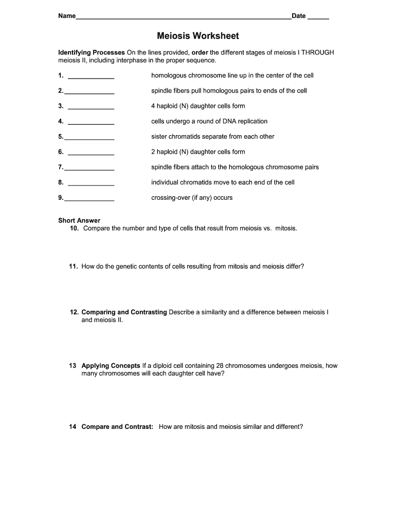 Meiosis worksheet answer key: Fill out &  sign online | DocHub