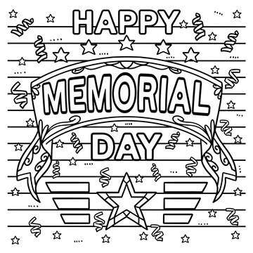 Premium Vector | Happy Memorial Day Coloring Page for Kids