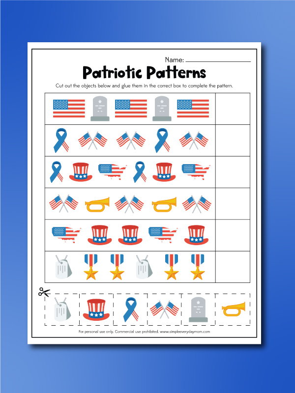 Free memorial day kindergarten worksheet, Download Free memorial day