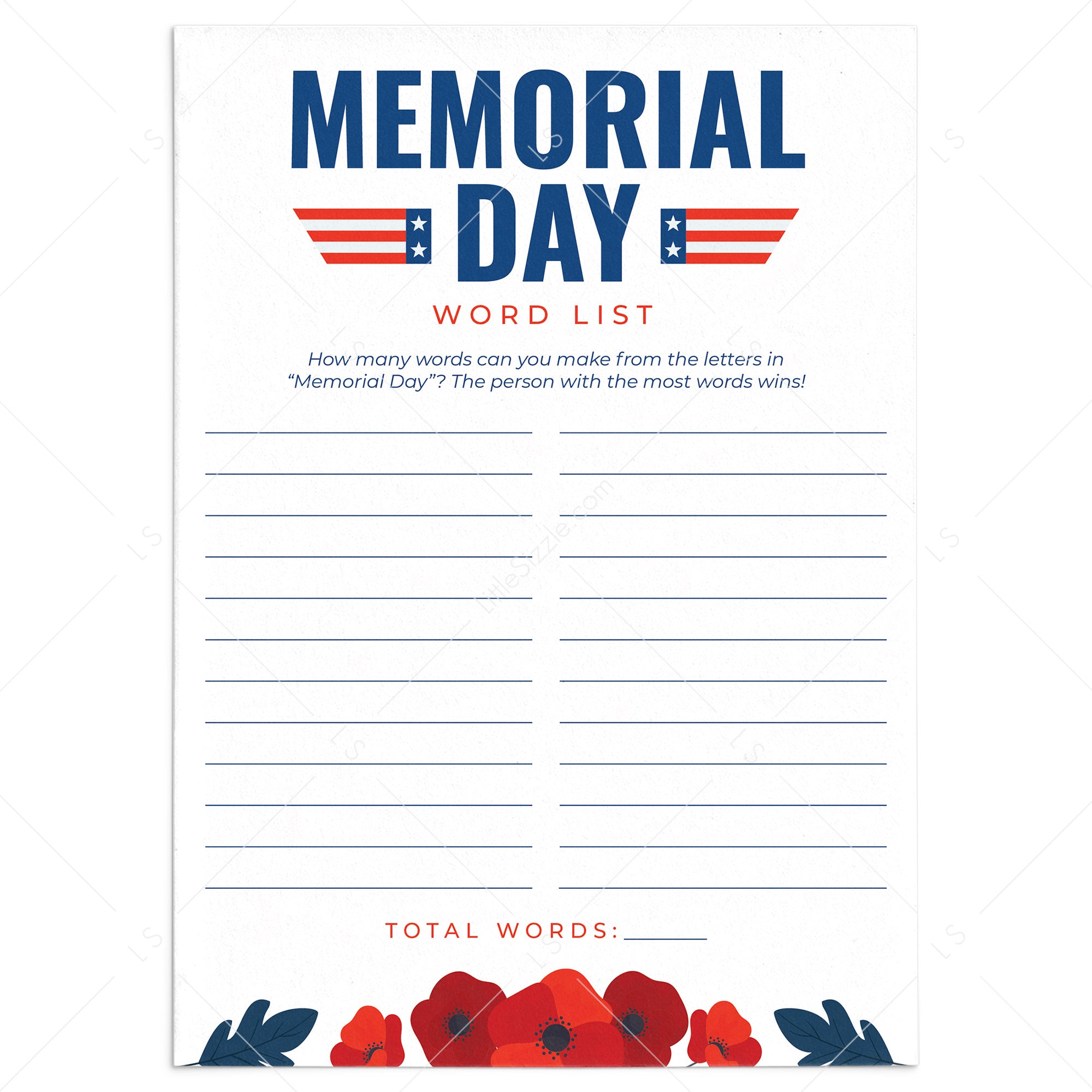 memorial day letter worksheet