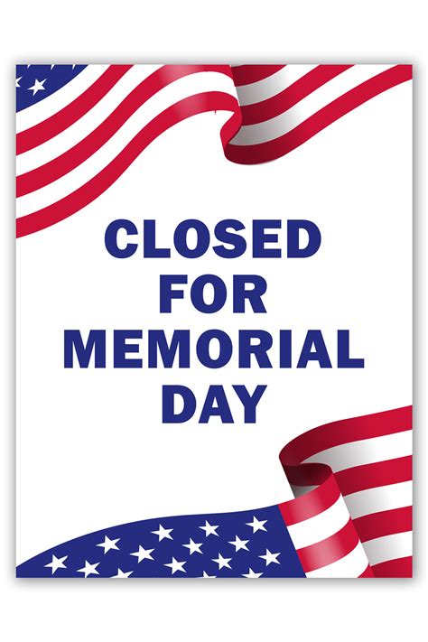 Printable Closed For Memorial Day Sign