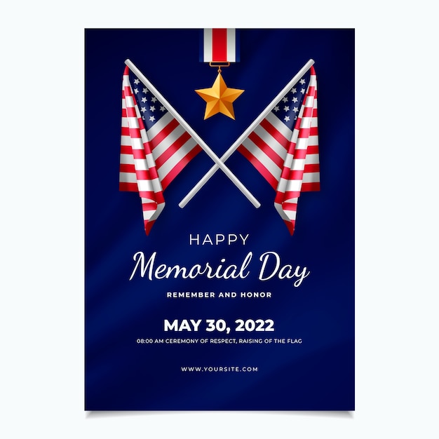 Free Vector | Realistic memorial day vertical flyer template