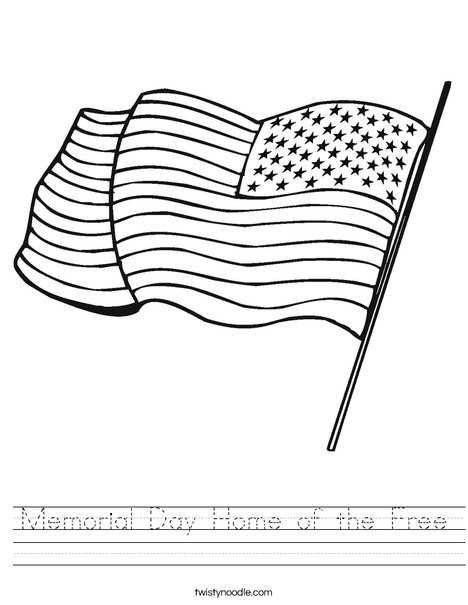 Memorial Day Home of the Free Worksheet - Twisty Noodle