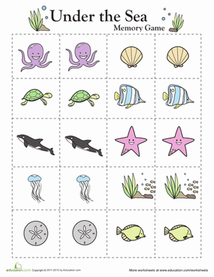 Under the Sea Memory Game | Worksheet 