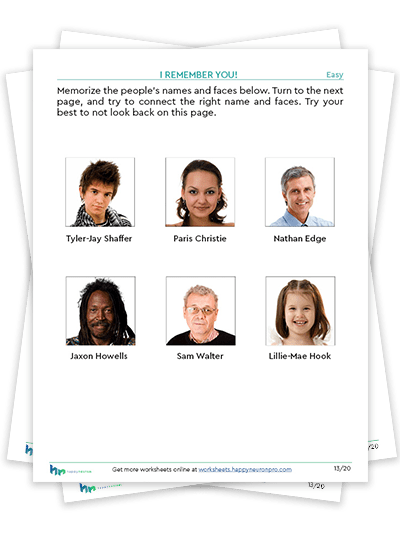 Verbal Memory Worksheet Packet for Adults - Printable + Digital
