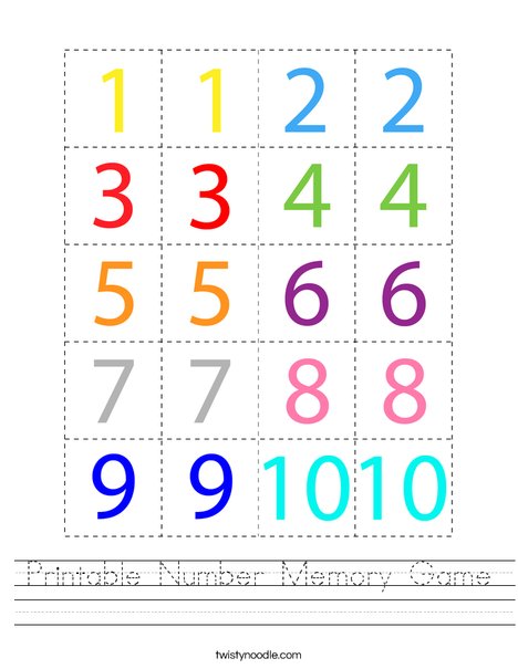 memory worksheet