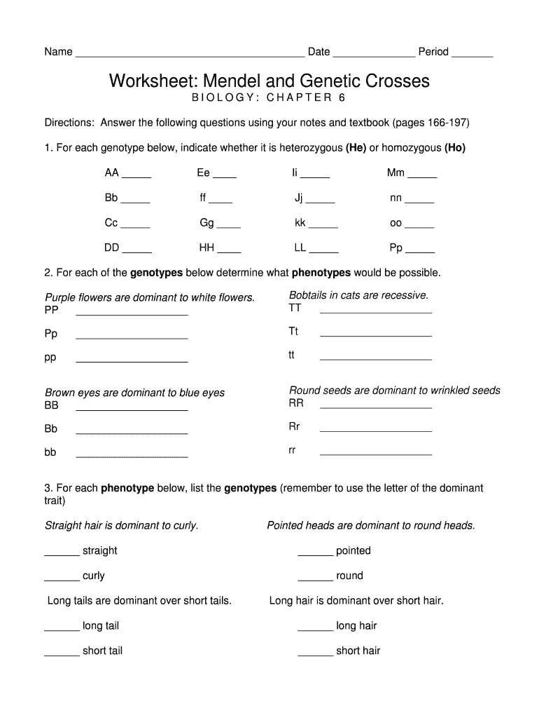 Mendelian genetics worksheet: Fill out &  sign online | DocHub