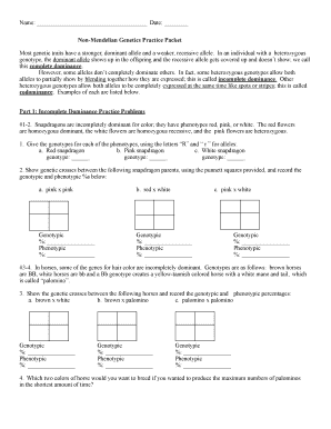 Non Mendelian Genetics Worksheet - Fill Online, Printable ...
