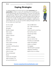 mental health coping skills worksheet adults