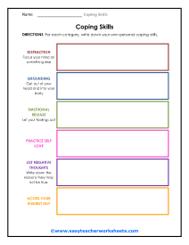 mental health coping skills worksheet adults