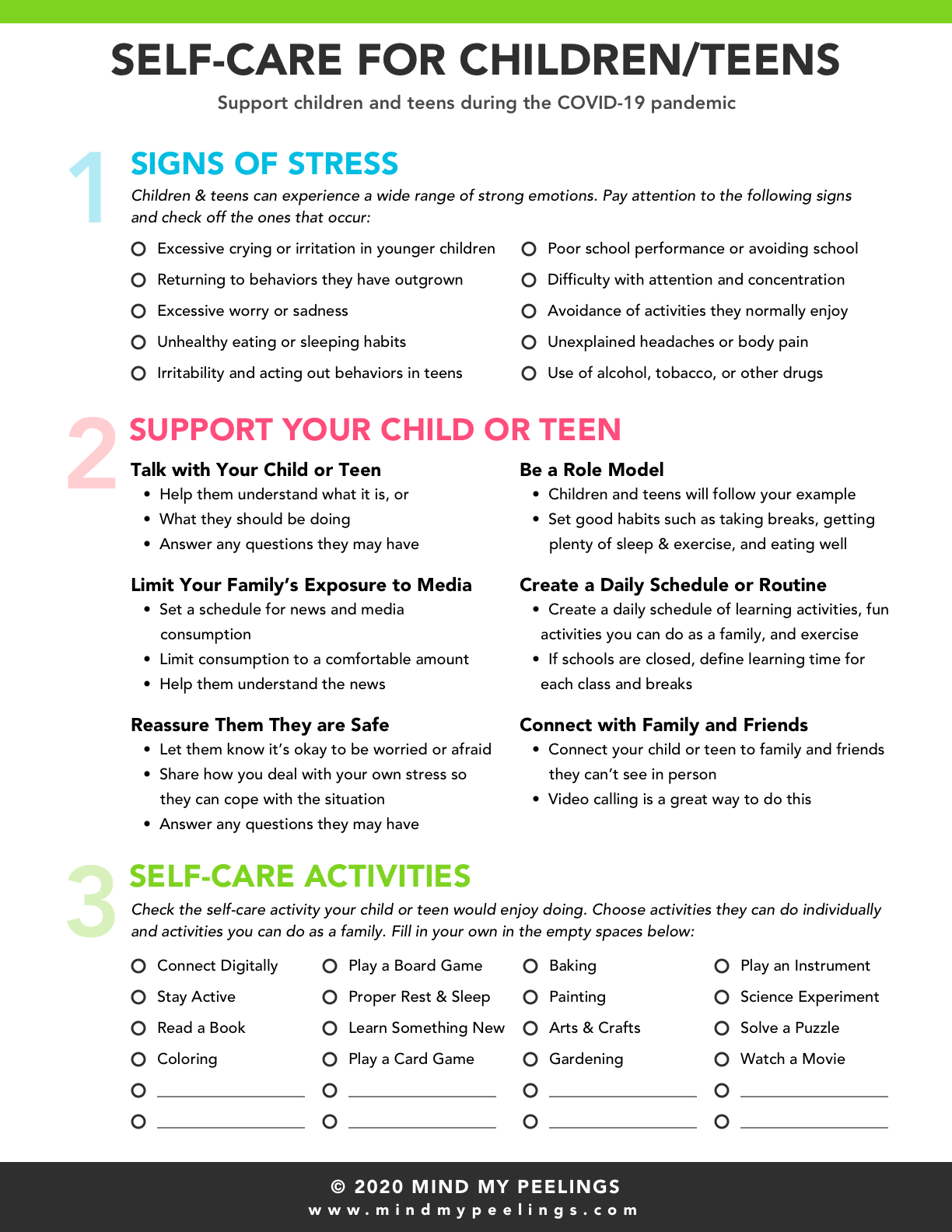 Worksheets and Infographics — Mind My Peelings