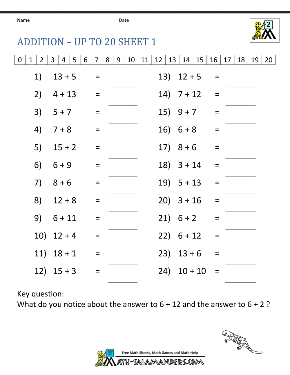 Mental Math Worksheets