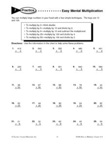 Easy Mental Multiplication Worksheet for 5th - 6th Grade | Lesson ...
