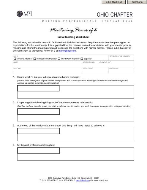 Power of TwoÂ© Initial Meeting Worksheet