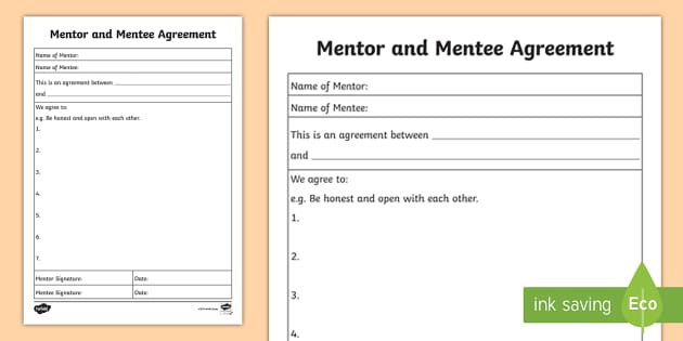 Mentor and Mentee Agreement Form (teacher made) - Twinkl