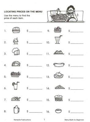 Real Life Math: Menu Math for Beginners: 1561750166 ...