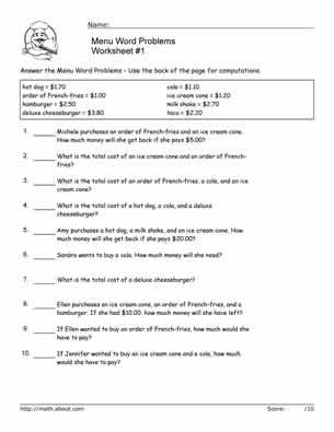 Math Word Problem Worksheets for Second-Graders