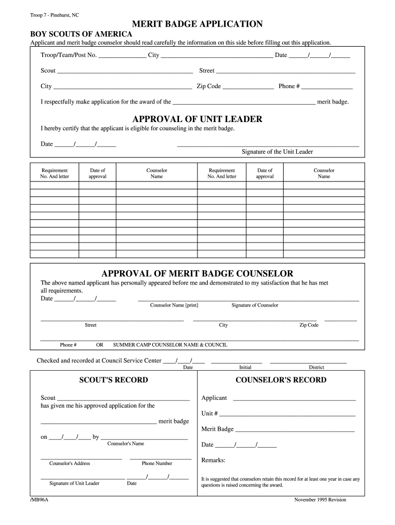 Merit badge application: Fill out &  sign online | DocHub