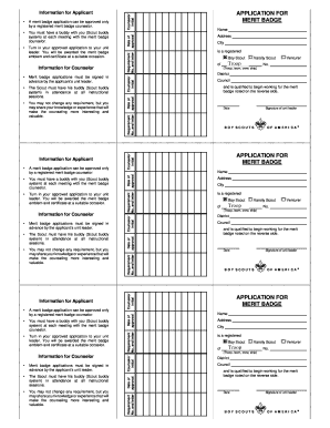 Boy Scouts of America Application for Merit Badge - Fill and Sign ...
