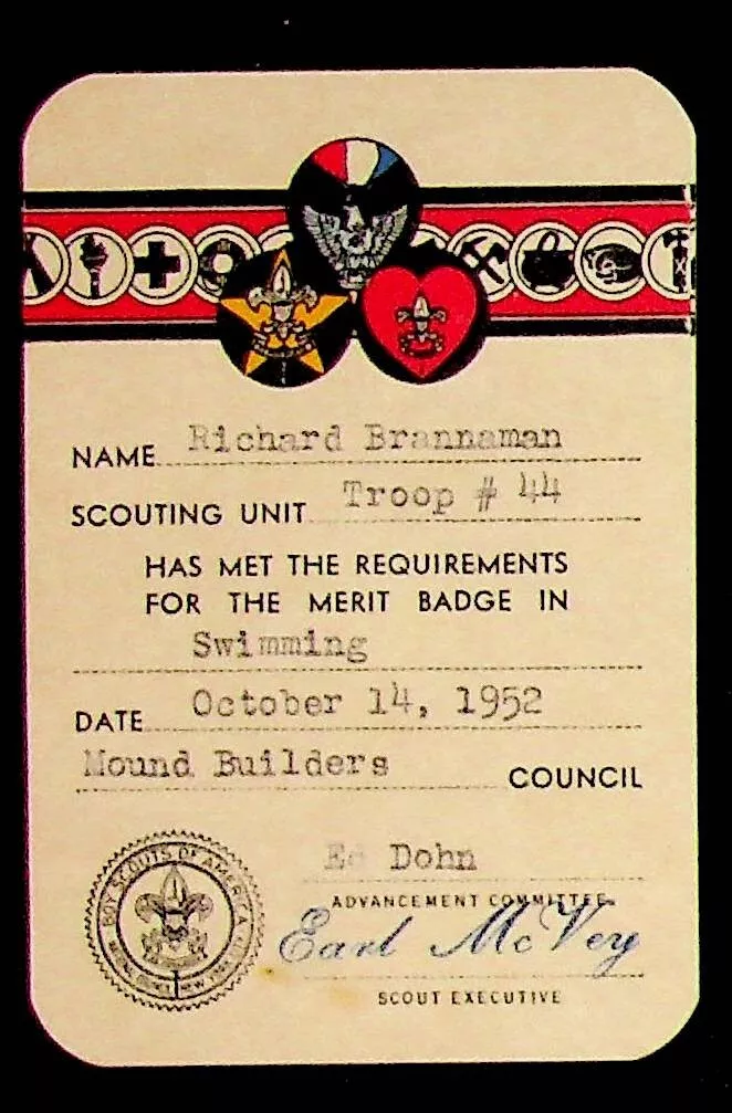 Boy Scout Mound Builders Council 1952 Merit Badge Swimming Troop ...