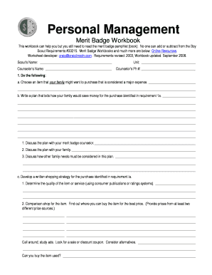 Personal Fitness Merit Badge Workbook Pdf - Fill and Sign ...