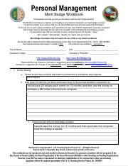 merit badge worksheet personal management