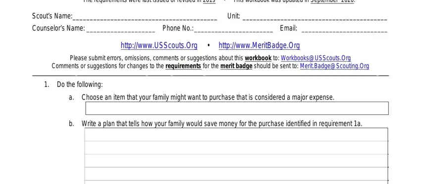 merit badge worksheet personal management